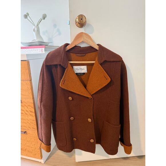 Max Mara Jackets & Blazers - Max Mara Brown Wool Alpaca Angora Jacket ✨ Made in Italy Vintage Coat